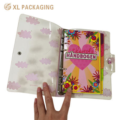 Notebook de ligação de folhas soltas de PVC de 6 anéis personalizado com capa resistente à água flexível e impressão a cores