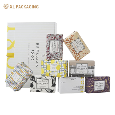 Embalagem XL Caixas cosméticas personalizadas de impressão Container de sabão de luxo embalado caixa de presente para 8 peças Set de sabão de barra de espuma