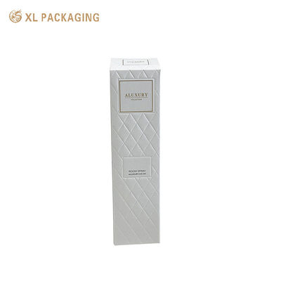 Caixa de papel cosmético dobrável personalizada com cartão de arte de algodão ecológico e grade de diamante em relevo de superfície completa