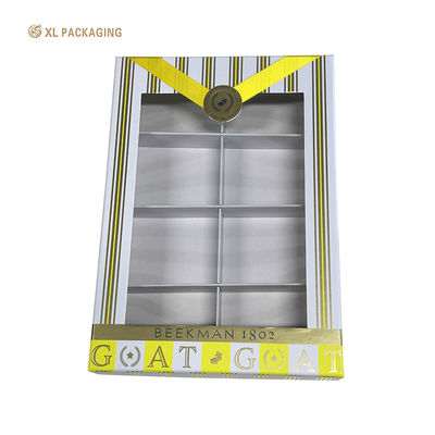 Caixa de presente para cuidados com a pele com logotipo de medalha de folha de ouro com janela PET transparente e estrutura de papelão rígida