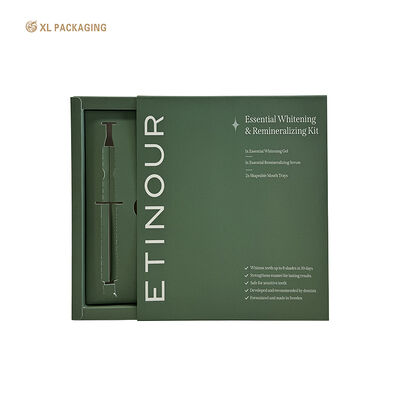 Logotipo personalizado Caixa de papel de cartão de 350gm Verde Caixa de gaveta de barco de toque macio